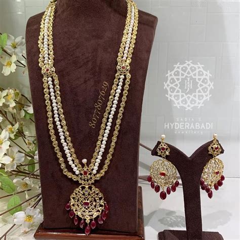 Zehra Real Ruby Real Pearl Rani Haar Set – Sadiahyderabadi