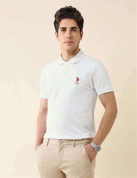 Buy Men Pure Cotton Slim Fit Polo Shirt White|U.S. Polo Assn. India