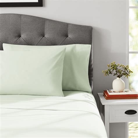 Mainstays 4-Piece 300 Thread Count Soft Sea Cotton Blend Percale Bed ...