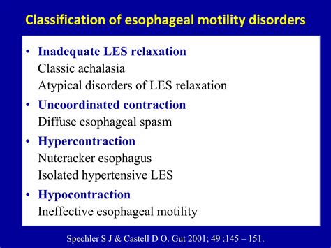 Classification of esophageal motility disorders | PPTX