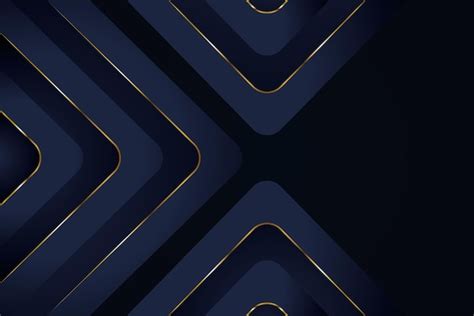Navy gold luxury background round triangles lines | Premium Vector