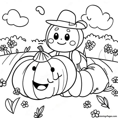 Cute Pumpkin Patch Coloring Page | Coloring-Pages.com