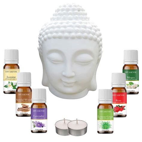 DIVASENSE Ceramic Buddha Aroma Diffuser Night lamp Light air freshener ...