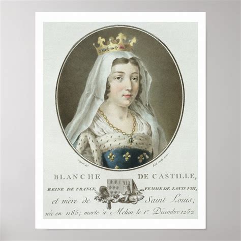 Portrait of Blanche de Castille (1185-1252) engrav Poster | Zazzle ...