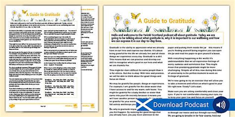 A Guide to Gratitude - Podcast and Script (teacher made)