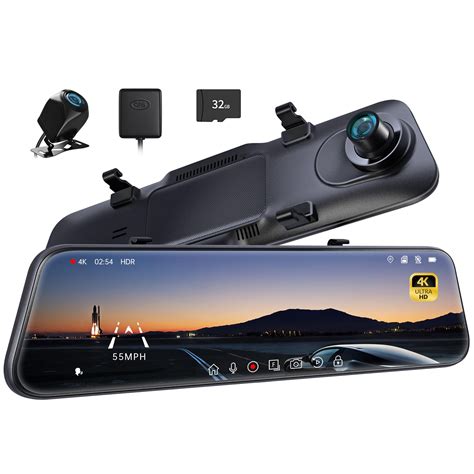 Buy Pelsee P12 Pro 4K Mirror Dash Cam, 12'' Rear View Mirror Camera ...