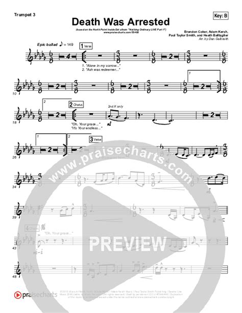 Death Was Arrested Trumpet Sheet Music PDF (North Point Worship / Seth ...