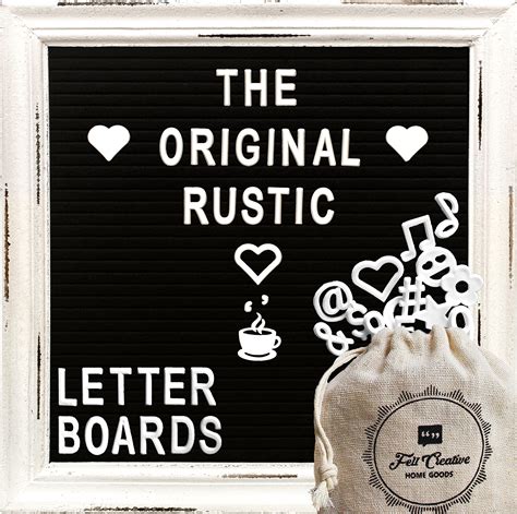 Buy Black Felt Letter Board with Rustic White Wood Farmhouse Vintage ...