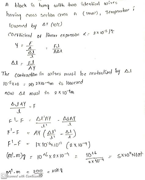 A block is hung by means of two identical wires having cross section ...