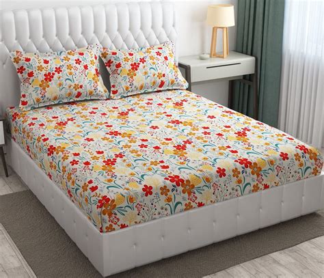 Shakumbhari Premium Cotton Flat Double Bedsheets with 2 King Size ...
