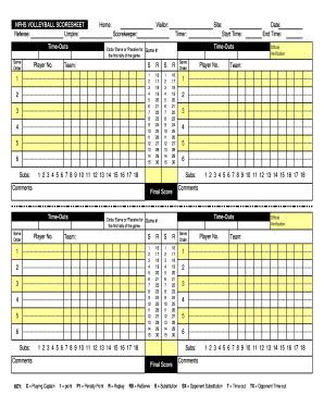 NFHS Volleyball Scoresheet - Blank Fillable Template | Fill Out, Print ...