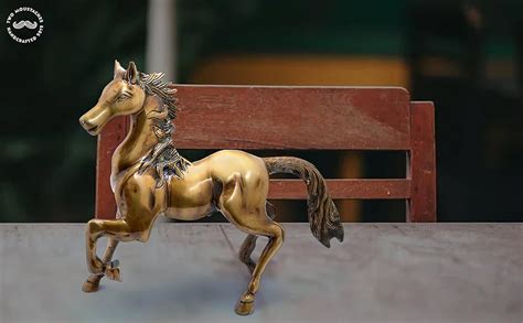 Buy Two Moustaches Brass Running Horse Showpiece (12 x 3 x 10 inch ...