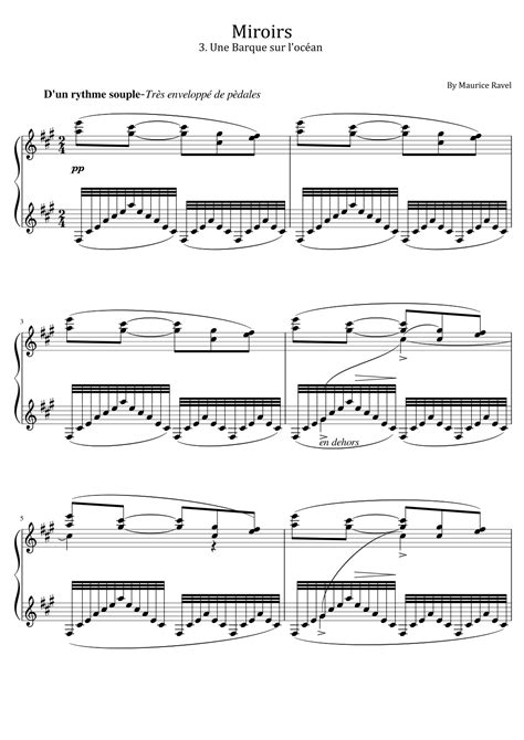 Ravel - Miroirs - 3. Une Barque sur l'océan - For Piano Solo Original ...