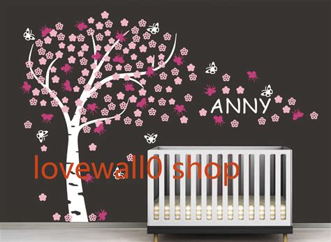 Vinyl Cherry Blossom Tree Wall Decal Nursery Kids Custom Name Decals ...