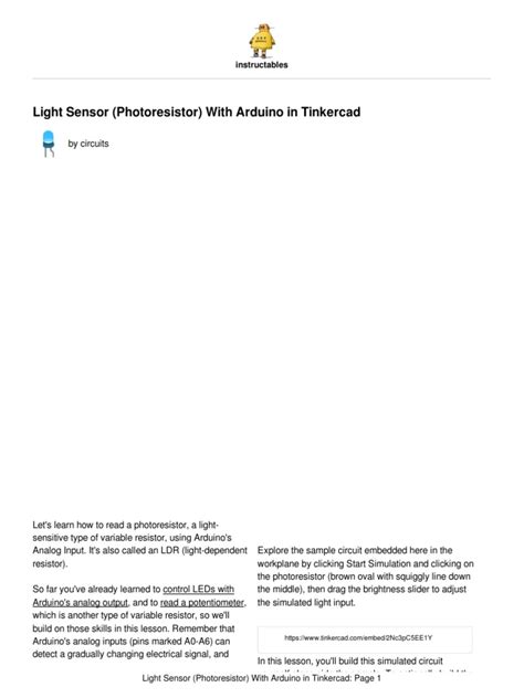 Image result for Light Sensor Arduino Tinkercad