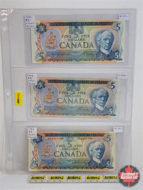 Canada $5 Bills (3): - 1979 Lawson/Bouey #30128978961 - 1979 Crow/Bouey ...
