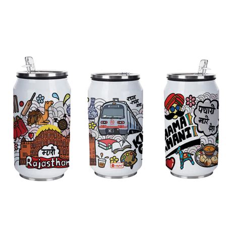 Rajasthan doodle art steel sipper can - Discovering India – Indigifts