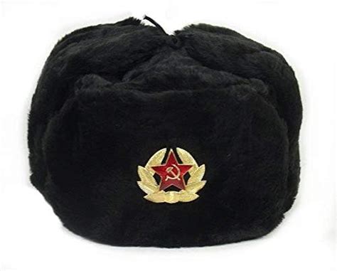 Buy RussianOrnaments Hat Russian Soviet Army Black KGB Fur Military ...