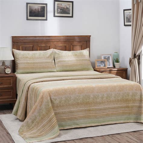 Buy MASPAR Indigenous Artisan Cotton 300TC Printed 3Pcs Queen Bedsheet ...