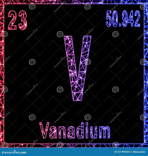 Vanadium Chemical Element Of Mendeleev Periodic Table On Yellow Background. Cartoon Vector ...