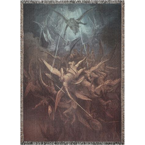 Gustave Dore Paradise Lost Fall of the Rebel Angels Woven Throw Blanket ...