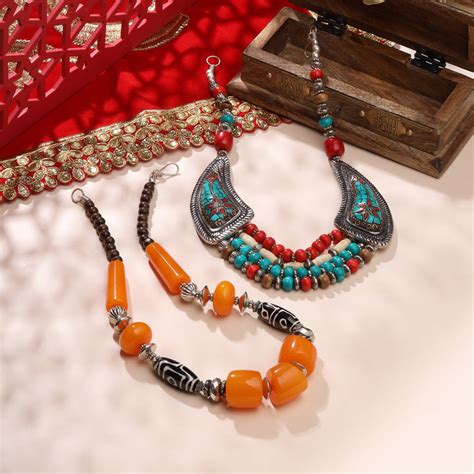 Resin Beaded Orange Necklace – Vedansh Craft