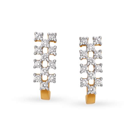 Dainty Gold and Diamond Stud Earrings