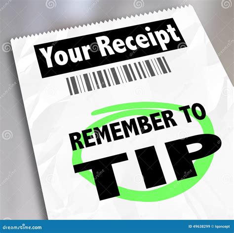 Remember To Tip Store Restaurant Receipt Bill Paying Extra Gratuity ...
