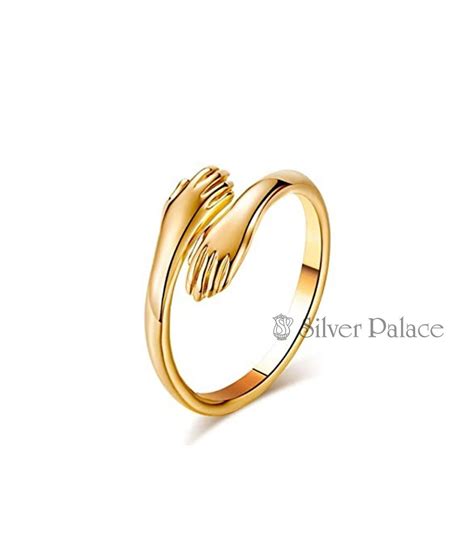Valentine Day Couple Hug Ring Inpure 18kt Gold - Silver Palace