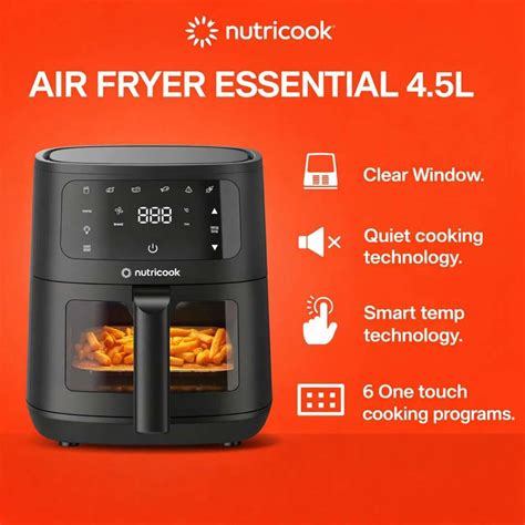 Nutricook 4.5L Air Fryer Essential, 2026 New Launch, 100% Toxin-Free ...