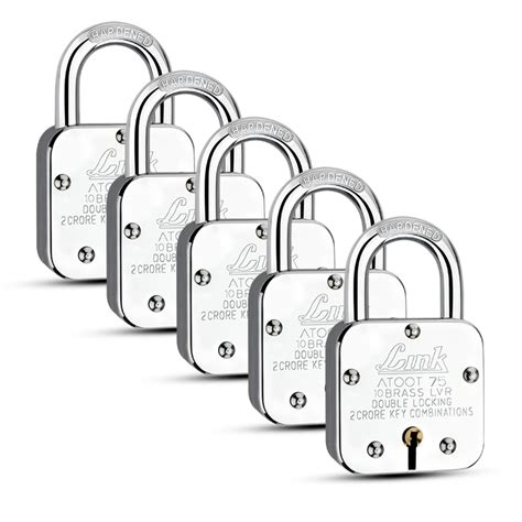 Link Atoot 75MM Padlocks 5Pcs Set | 2 Crore Key Combinations | Stainle