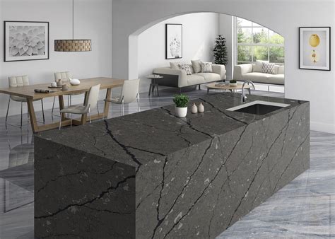 Light Grey Quartz Floor Tiles Black Modern Quartz Countertops Heat ...