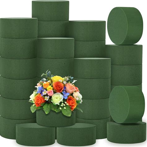 Amazon.com: Hahood 36 Packs Round Floral Foam Blocks Green Wet Dry ...