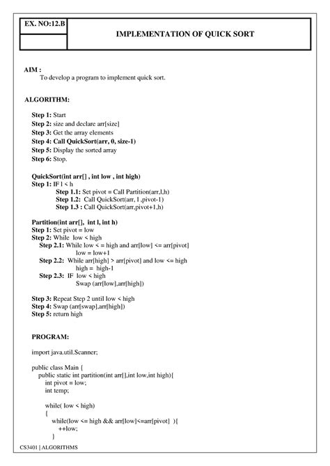 Algorithm record upto 12B - CS3401 | ALGORITHMS EX. NO:12 ...