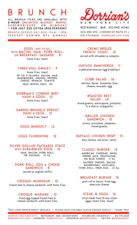 MENUS | Dorrian’s Red Hand (New York City)