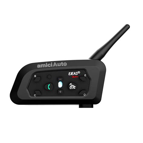 amiciAuto V6 Bluetooth Helmet Intercom for 6 Riders, On Ear Headphone ...