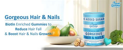 Power Gummies Biotin Hair Gummies for Stronger, Shinier Hair & Nails ...