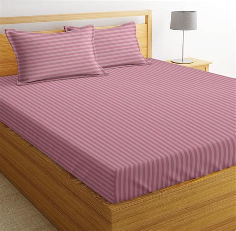 Buy Bsb Home Premium Cotton Solid/Stripe King Bedsheet with 2 King Size ...