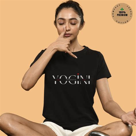 Yogini Personalized Premium Cotton Black and Royal blue Women Yoga T-shirt