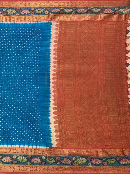 Second Skin I Kanjeevaram Bandhani Saree Blue In Colour