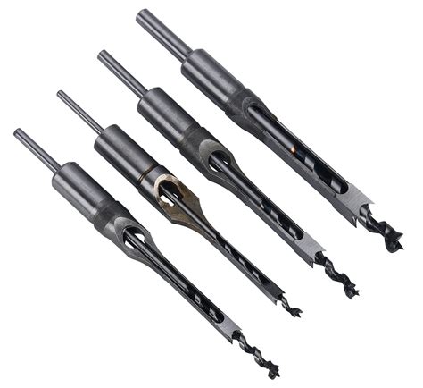 8MILELAKE 4pcs Square Hole Drill Bits, 1/4", 5/16", 3/8", 1/2" Mortise ...
