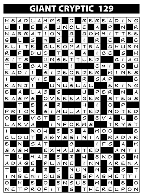 Crossword & Puzzle Collection Solutions - Issue 129 - Lovatts Crossword ...