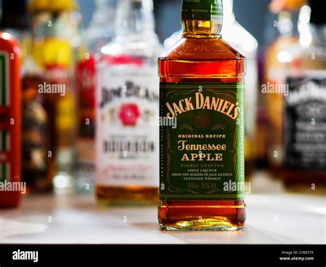 In this photo illustration, Jack Daniel's Apple Liqueur Whiskey seen at ...