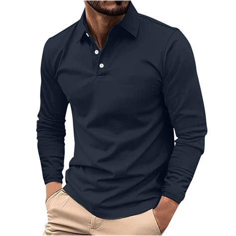 VgaVtl Long Sleeve Mens Shirts Polo Fall Mens Shirts Solid Button ...