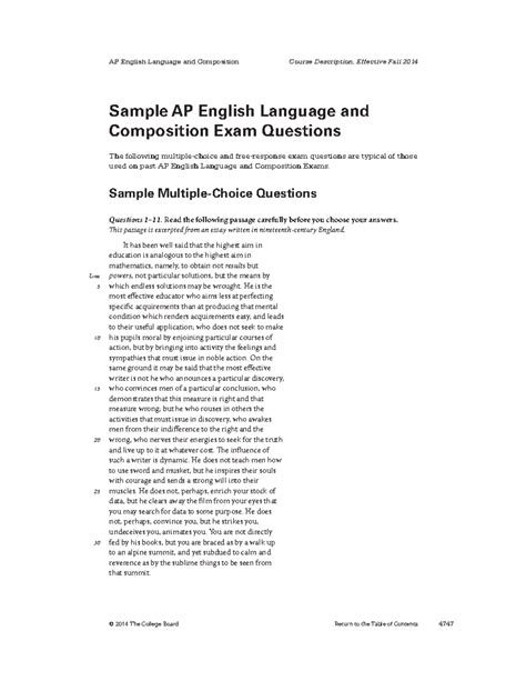 AP Lang 2014 - English - Sample AP English Language and Composition ...