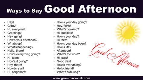 Different Ways to Say Good Afternoon in English - GrammarVocab