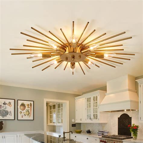 Anomil Semi Flush Mount 8 Light Ceiling Light Modern Metal Ceiling ...