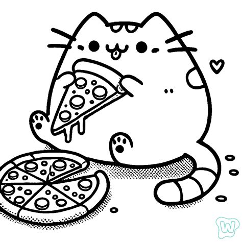 Pusheen Pizza Coloring Pages