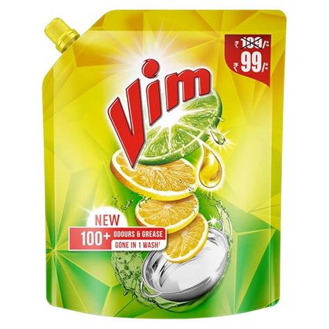Vim Dishwash Liquid Gel Lemon, With Lemon Fragrance, Leaves No Residue ...