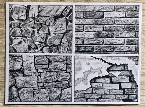 Stone and brick wall textures with pencil asif340 Texture Sketch ...